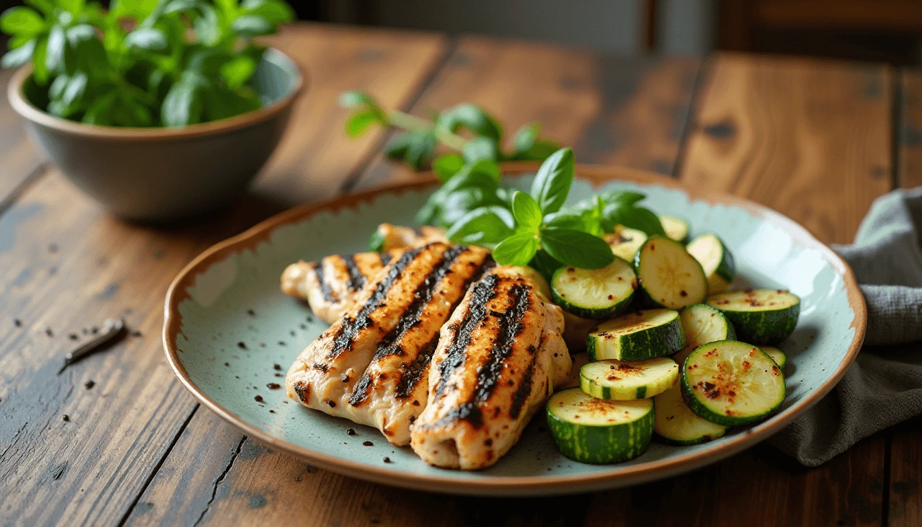 Low FODMAP dinner recipes grilled chicken with zucchini and fresh herbs