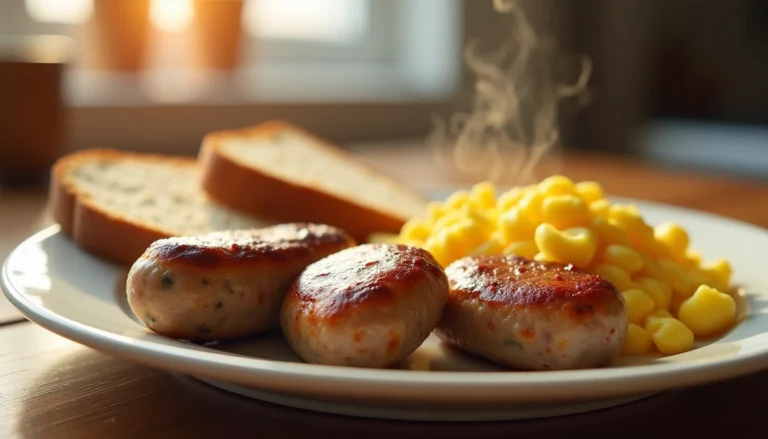 Homemade sausage patties served with eggs and toast – copycat Jimmy Dean breakfast sausage seasoning recipe.