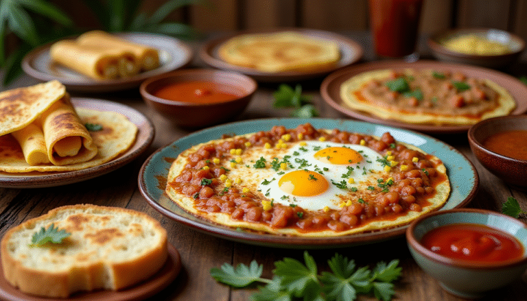 "Salvadoran breakfast recipes with pupusas, eggs, beans, and fresh bread."