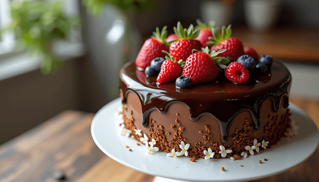 A Close-up Of A Beautifully Decorated Chocolate Ca (1)