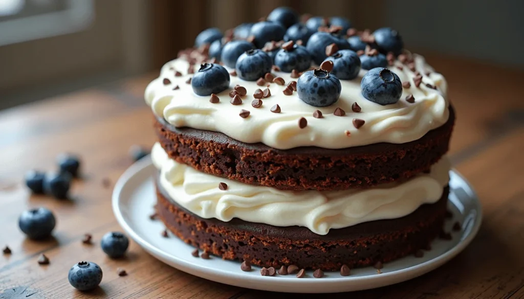 Vegan American Cake Nude with coconut cream and chocolate chips
