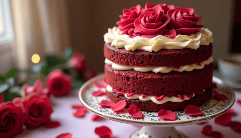 Red velvet American Cake Nude with visible cream cheese layers