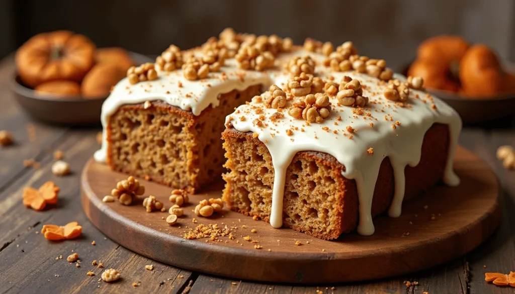 Carrot American Cake Nude with cream cheese and walnuts