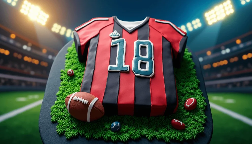 Football jersey birthday cake boy design with edible sports elements