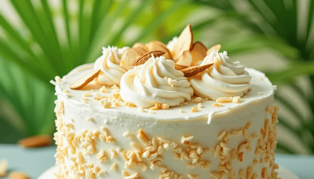 American Cake Nude with almond sponge and toasted coconut topping