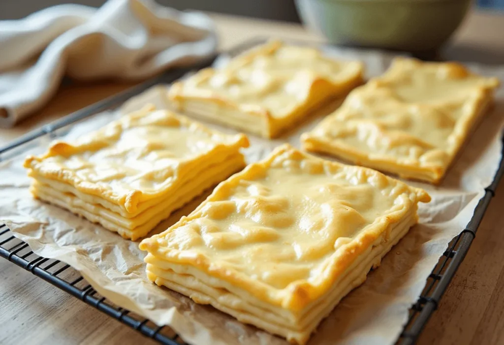 Baked puff pastry sheets for milhojas cake recipe  