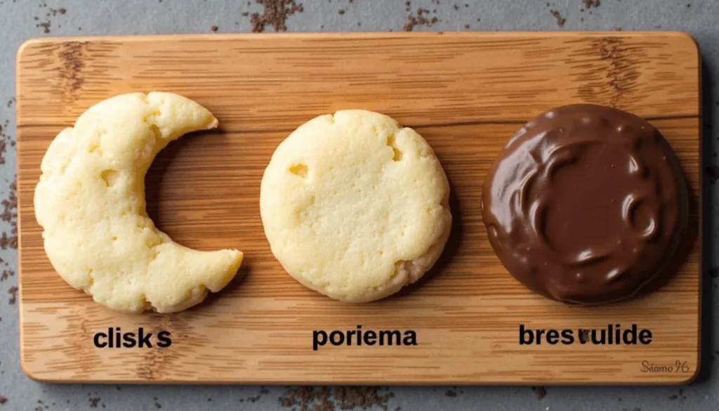 Three moon cookie variations: classic, full moon, and chocolate-dipped